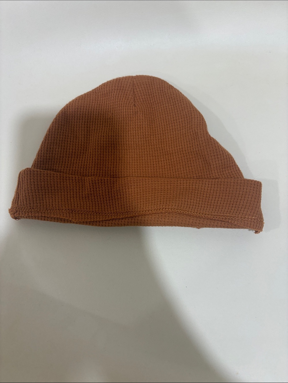 Rachel Zoe Cotton Ribbed Baby Beanie — Rust